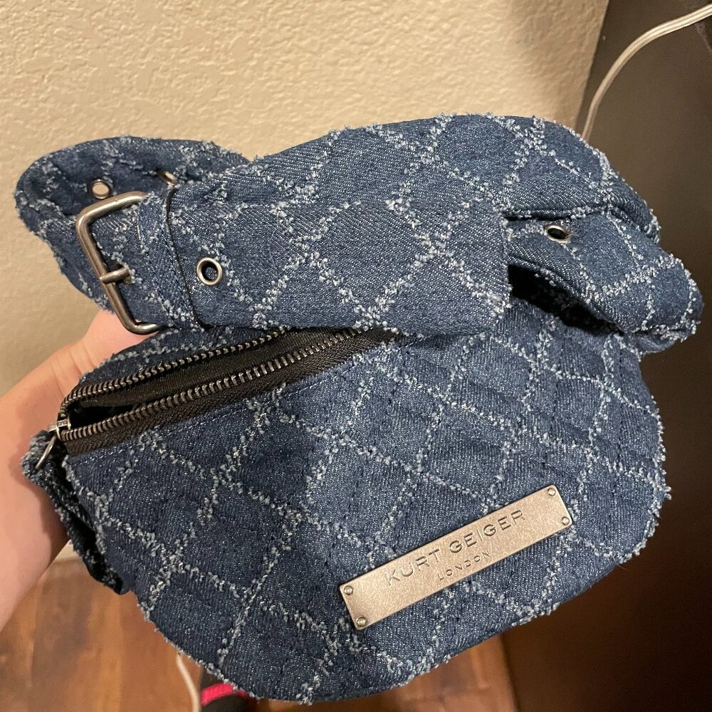 Kurt Geiger London Blue fanny pack bag with chain